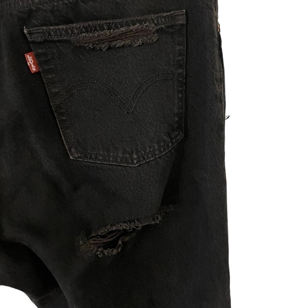 Levi’s 501 Original Cropped Jeans Distressed Black Mark 29 - Picture 12 of 13